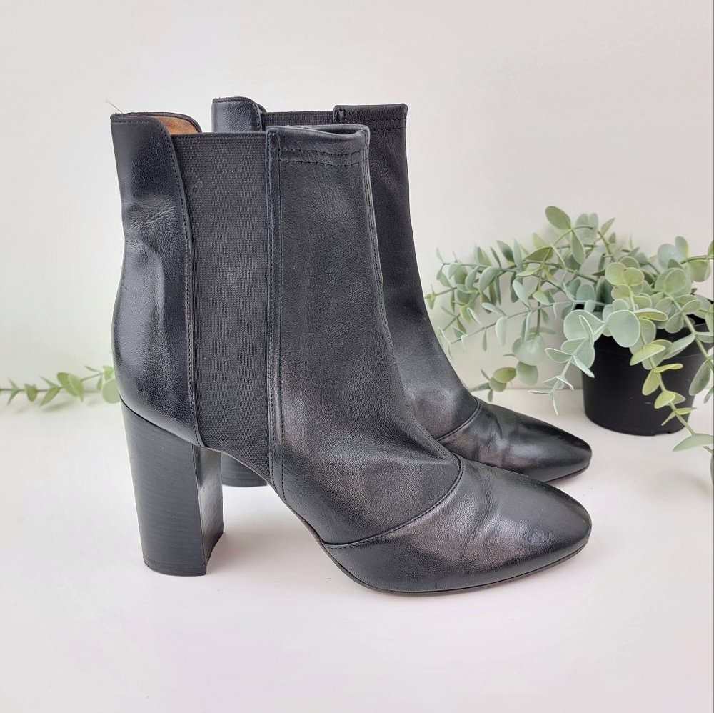 Aquatalia Black Leather Ankle Booties sz 6.5